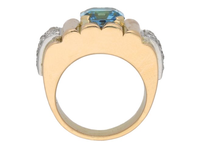 Aquamarine and diamond cocktail ring, circa 1940. berganza hatton garden