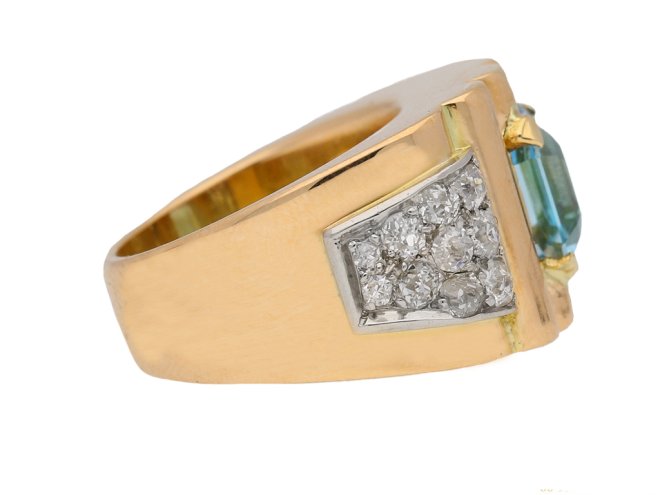 Aquamarine and diamond cocktail ring, circa 1940. berganza hatton garden