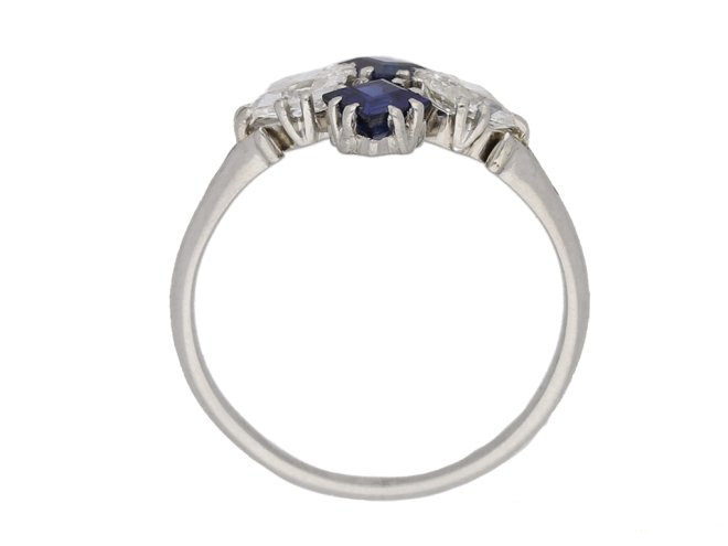 back view Sapphire and diamond cluster ring, circa 1930. berganza hatton garden