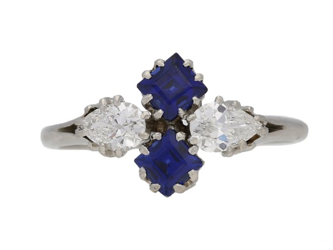 Sapphire and diamond cluster ring, circa 1930. berganza hatton garden