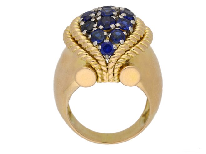 back view Sapphire cocktail ring, circa 1940. berganza hatton garden