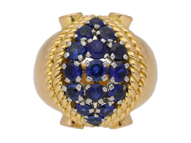 Sapphire cocktail ring, circa 1940. berganza hatton garden