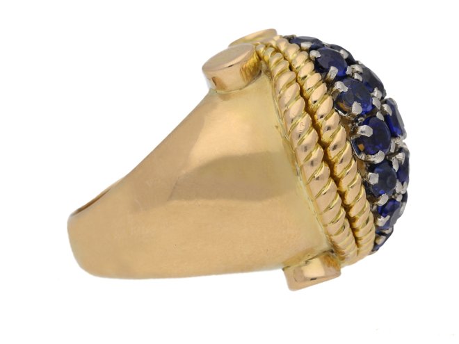 side view Sapphire cocktail ring, circa 1940. berganza hatton garden