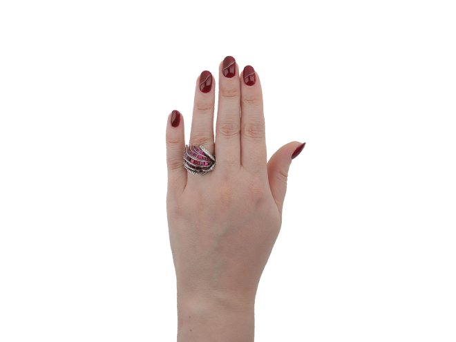 vintage Ruby diamond cocktail ring berganza hatton garden