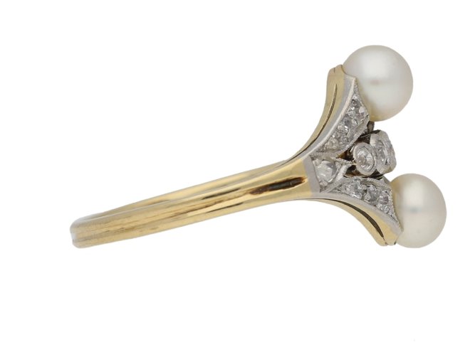 side view antique pearl diamond ring berganza hatton garden