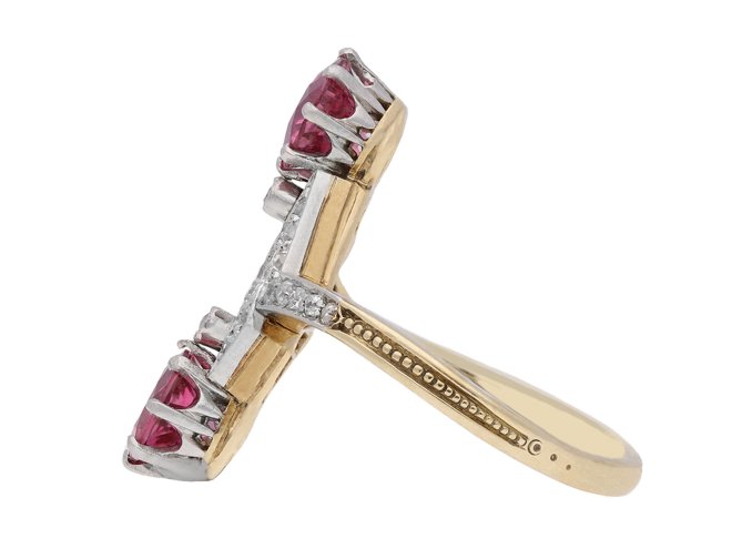 Belle Époque pink tourmaline and diamond ring, circa 1900. Hatton Garden