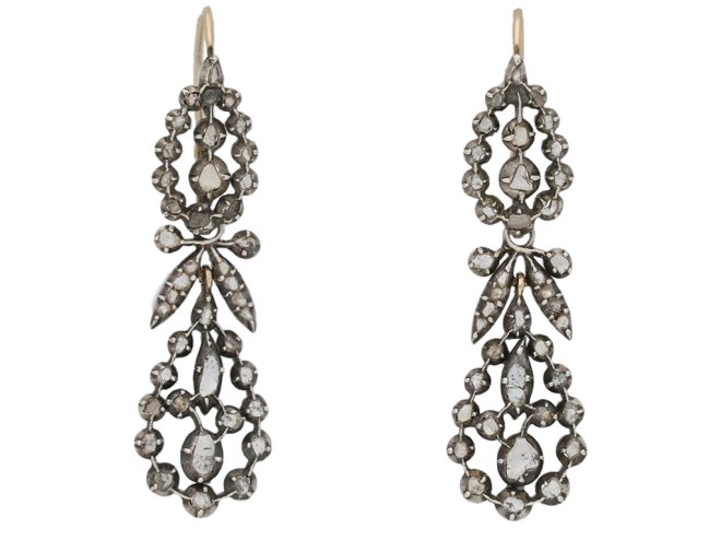 Victorian rose cut diamond drop earrings berganza hatton garden