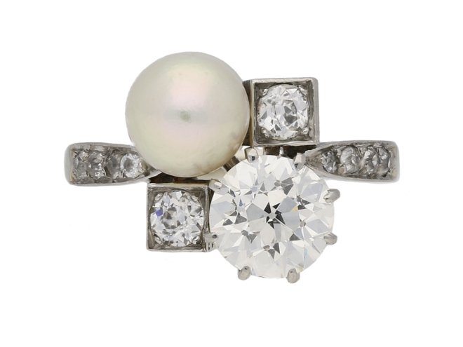 Pearl diamond antique ring berganza hatton garden