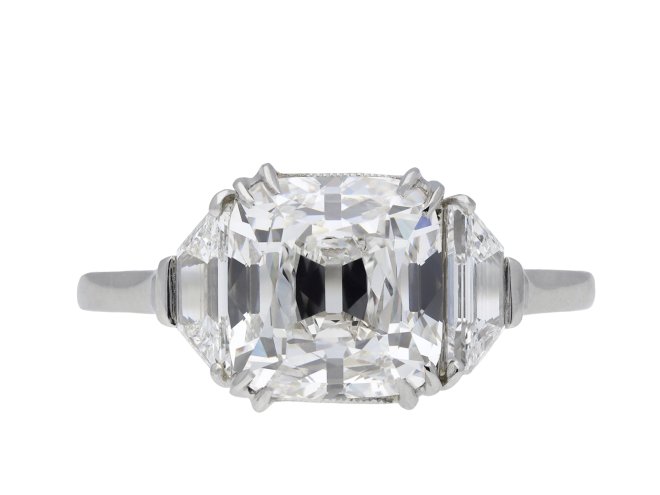 Art Deco old mine diamond solitaire ring, English hatton garden