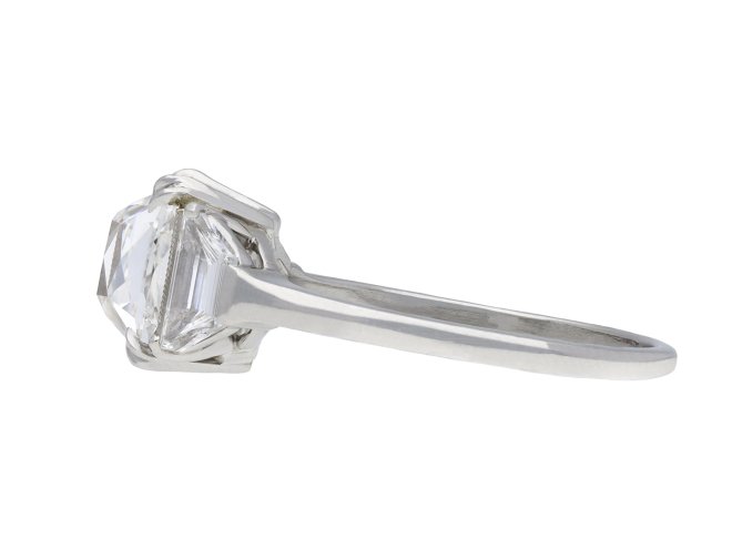 Art Deco old mine diamond solitaire ring, English hatton garden