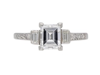 front view Art Deco diamond engagement ring berganza hatton garden