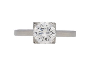 Art Deco solitaire diamond ring, English, circa 1935. 