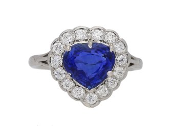 front view antique Sapphire diamond ring berganza hatton garden