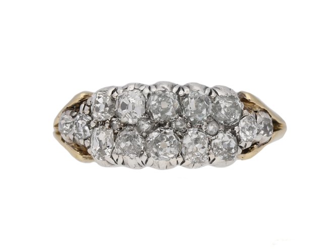 front view antique diamond cluster ring berganza hatton garden