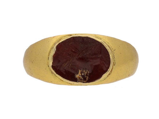 front view ancient roman intagilo ring berganza hatton garden