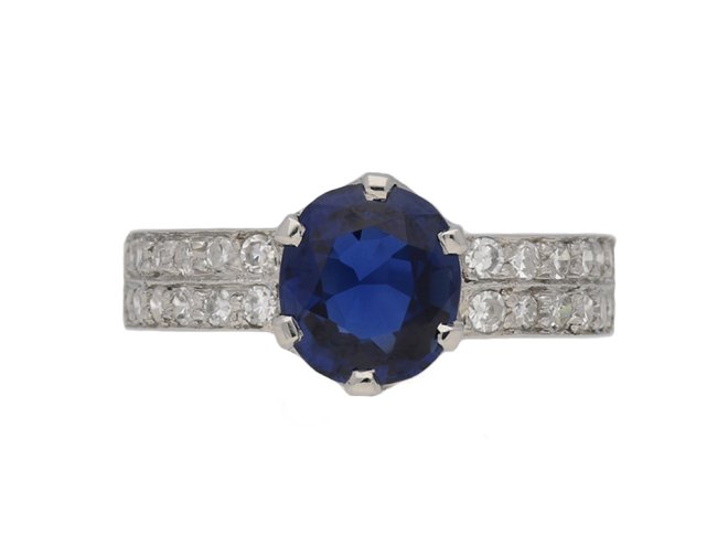 front vintage sapphire diamond ring berganza hatton garden