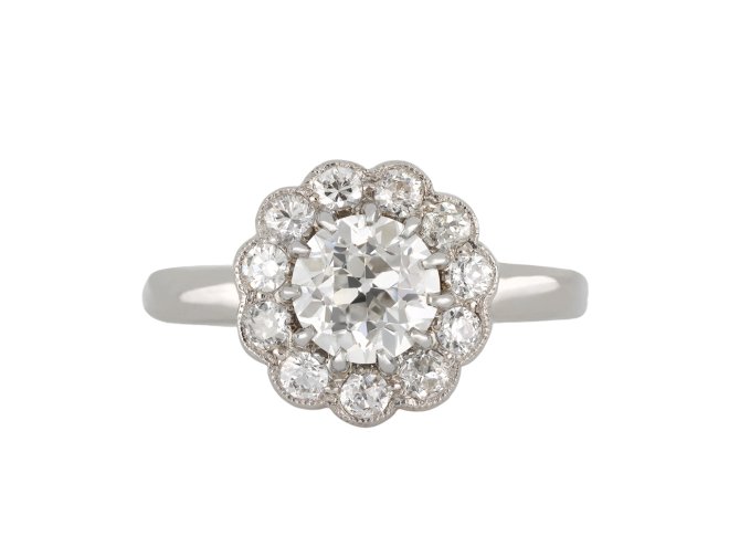 Edwardian diamond coronet cluster ring, English, circa 1910.