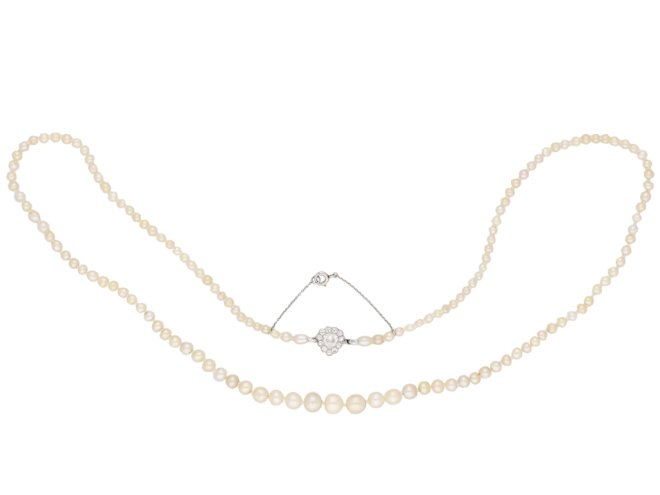 Belle Époque natural pearl diamond necklace berganza hatton garden