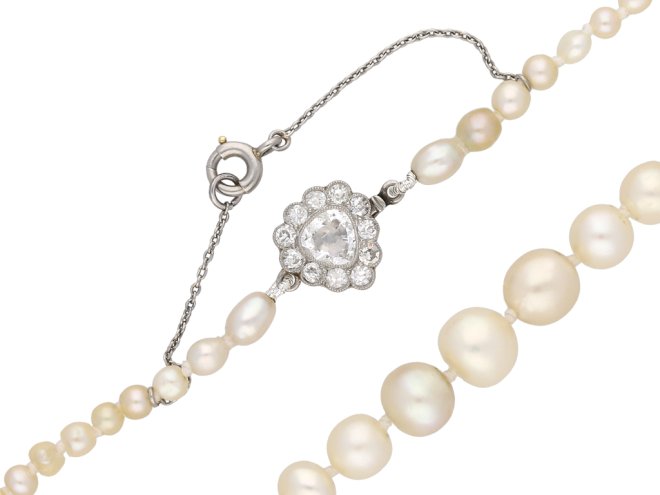 Belle Époque natural pearl diamond necklace berganza hatton garden