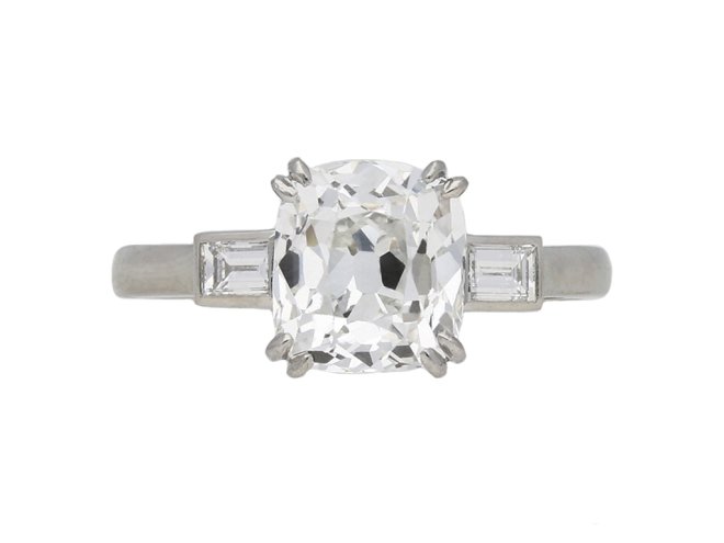 Art Deco cushion shape diamond ring berganza hatton garden