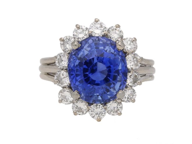 vintage sapphire diamond cluster ring berganza hatton garden