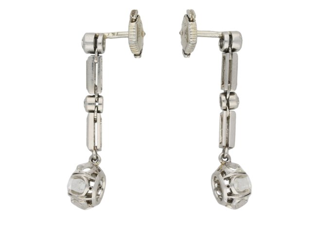 Art Deco diamond drop earrings berganza hatton garden