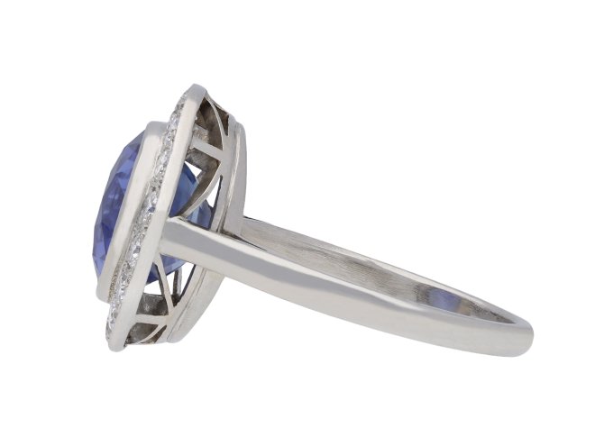 Vintage Ceylon sapphire diamond cluster ring hatton garden