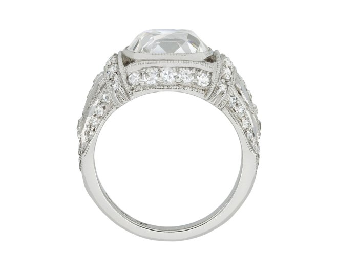 Art Deco cushion shape diamond ring berganza hatton garden