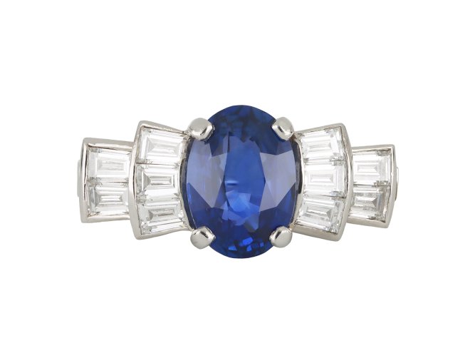 Art Deco sapphire and diamond ring, circa 1935.