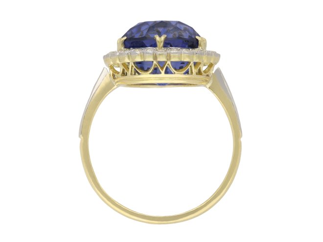 Ceylon sapphire and diamond coronet cluster ring hatton garden