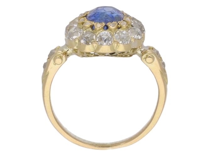 Antique Ceylon sapphire diamond ring berganza hatton garden