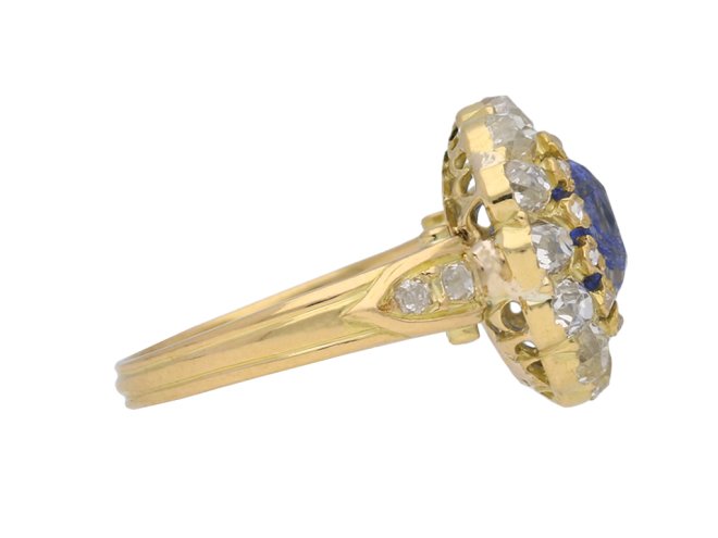 Antique Ceylon sapphire diamond ring berganza hatton garden