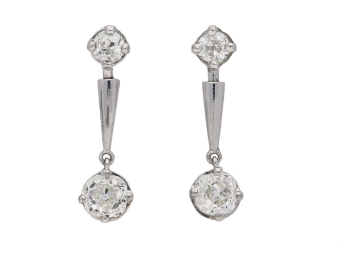 Art Deco diamond drop earrings berganza hatton garden