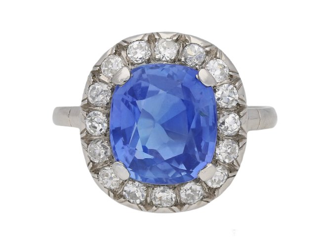 Belle Époque sapphire diamond cluster ring berganza hatton garden