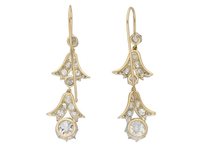 Edwardian diamond drop earrings berganza hatton garden