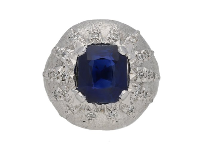 Vintage sapphire and diamond bombé ring berganza hatton garden