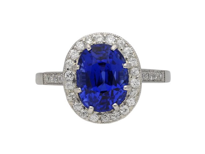 Burmese sapphire diamond cluster ring berganza hatton garden