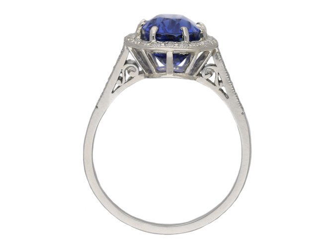 Burmese sapphire diamond cluster ring berganza hatton garden