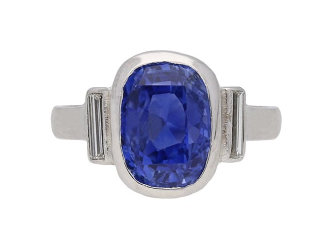 Art Deco Ceylon sapphire and diamond ring berganza hatton garden