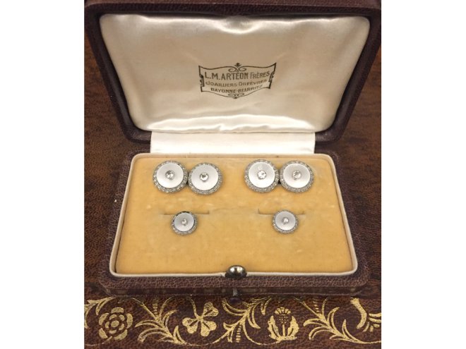 Antique diamond mother of pearl dress set berganza hatton garden