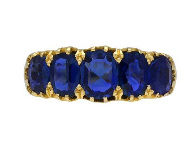 Victorian sapphire five stone ring berganza hatton garden