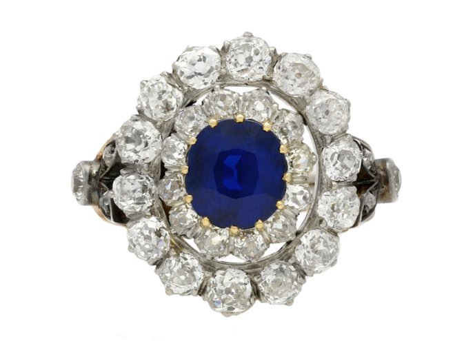 sapphire diamond cluster ring/bangleberganza hatton garden