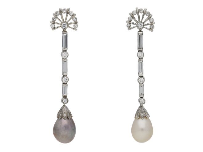 Vintage natural pearl and diamond earrings berganza hatton garden