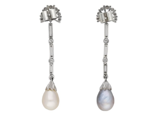 Vintage natural pearl and diamond earrings berganza hatton garden