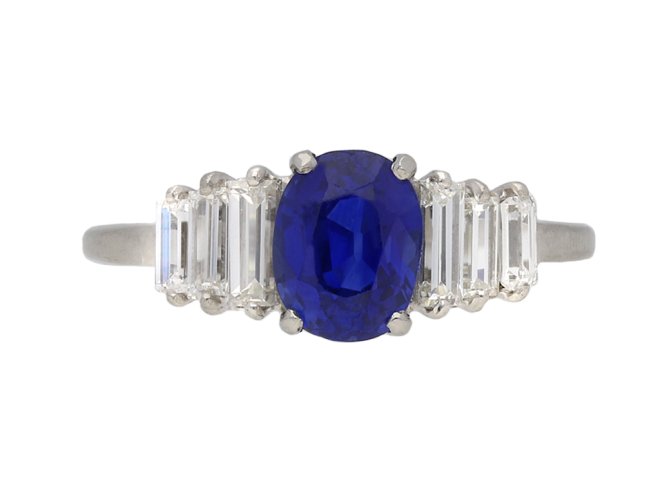 Vintage Ceylon sapphire and diamond ring berganza hatton garden