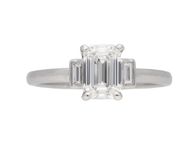 Vintage emerald cut diamond ring berganza hatton garden