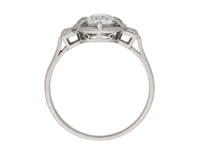 Art Deco diamond flanked solitaire ring berganza hatton garden