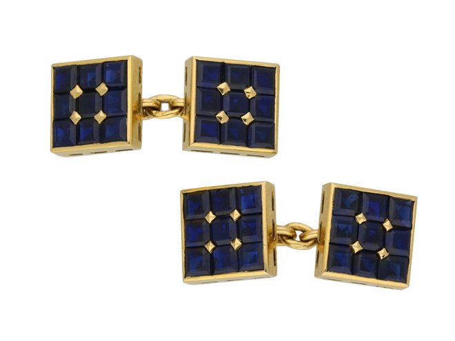 Art deco sapphire cufflinks berganza hatton garden