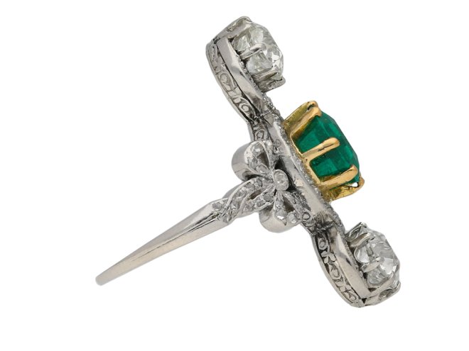 Edwardian emerald diamond crossover ring berganza hatton garden