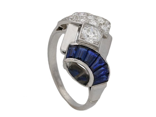 Art Deco diamond and sapphire ring berganza hatton garden